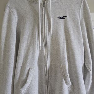Hollister Light Gray Zip-Up Sweater